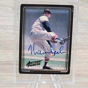 1992 Action Packed Warren Spahn Signed Autograph Card Milwaukee Braves HOF P